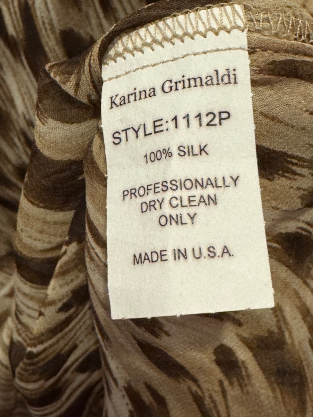 Karina Grimaldi One-Shoulder Animal 100% Silk Drape Handkerchief Blouse $225.00 - Picture 7 of 9